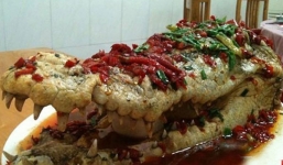 Đám cưới đại gia đãi tiệc… cá sấu nguyên con