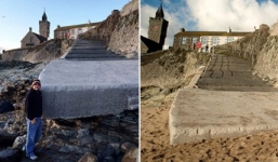 Bãi biển bị cuốn sạch cát chỉ sau một đêm