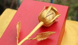 Quà 8/3: Đại gia mua hồng đúc vàng nguyên khối giá 250 triệu tặng bạn gái