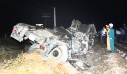 Hiện trường vụ tai nạn tàu hỏa ở Quảng Trị, lái tàu tử vong