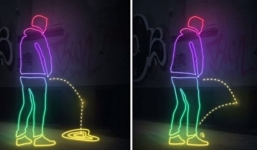 Loại sơn độc đáo chống nạn tiểu bậy nơi công cộng