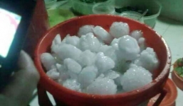 Xuất hiện mưa đá bất thường ở Lào Cai