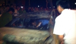 Xe Camry nổ sau tai nạn, tài xế cháy đen 