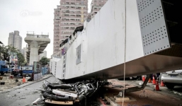 Video: Sập dầm thép đường sắt trên cao ở Đài Loan, 4 người thiệt mạng