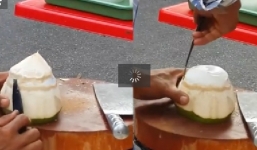 Clip: Tròn mắt xem 'thánh' gọt dừa trổ tài