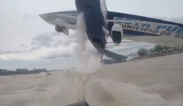 Video: 3 ngư dân thót tim khi máy bay tạt qua đầu