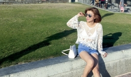 Tiêu Châu Như Quỳnh thả dáng trên bãi biển Mỹ