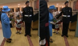 Video: Bé gái 'chẳng may' bị đánh vào mặt khi gặp Nữ hoàng Anh