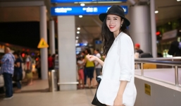 Vũ Ngọc Anh gợi cảm với mốt giấu quần ở sân bay