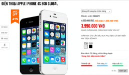 iPhone 4S 8GB chính hãng giảm tiếp 1 triệu đồng