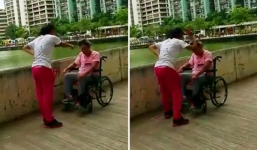 Phẫn nộ con gái lăng mạ, đánh đập người mẹ khuyết tật giữa đường