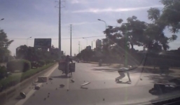 Thanh niên chạy xe giữa đường ngược chiều gây tai nạn