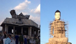 Video: Toàn cảnh tượng Phật cao nhất miền Bắc trước khi bị sập đổ