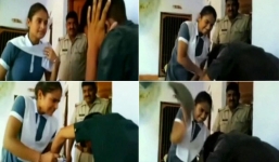 Video: Yêu râu xanh Ấn Độ bị nữ sinh đánh tơi tả tại đồn cảnh sát