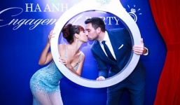 Hà Anh khóa môi đắm đuối hôn phu trong tiệc đính hôn