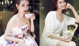 Trương Mỹ Nhân đẹp dịu dàng với đầm cúp ngực