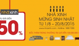 Nội thất Nhà Xinh ưu đãi đến 50\%, bốc thăm trúng thưởng giá trị đến 100 triệu đồng.