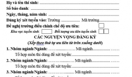 Mẫu phiếu đăng ký xét tuyển ĐH do Bộ GD-ĐT công bố