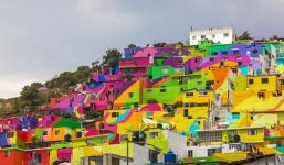 Mexico: Bức tranh tường khổng lồ được tạo nên từ 209 căn nhà