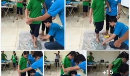 Học sinh “hào hứng” đi chân trần lên mảnh thủy tinh vỡ