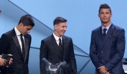 Ronaldo 'hậm hực' khi Messi nhận cú đúp giải thưởng châu Âu