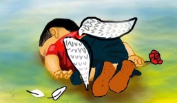 Những bức họa xót xa về cậu bé di cư dạt vào bờ biển