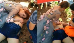 Cô dâu 'bỏ mặc chú rể' hô hấp nhân tạo cứu người đàn ông chết đuối