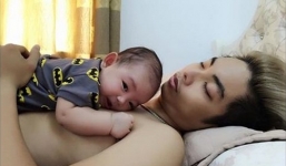 Facebook sao Việt: Phan Hiển hạnh phúc khi được con trai đánh thức