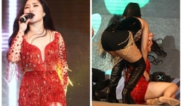 Hương Tràm ngã nhào trên sân khấu vì diễn quá 'sung'