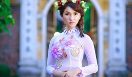 Hot girl Diễm Trinh đẹp tinh khôi trong áo dài
