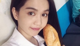 Facebook sao Việt: Ngọc Trinh khoe bữa sáng chỉ với một cái bánh mỳ