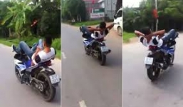 'Quái xế' lái xe bằng chân ở Thái Nguyên được giảm nửa mức phạt