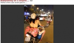 Clip 'mẹ Việt chở con ngủ trên xe máy' gây sốt