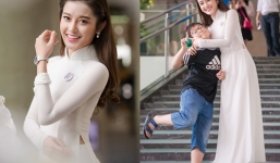 Á hậu Huyền My quấn quýt em trai không rời