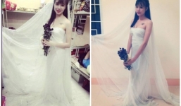 Độc đáo váy cưới làm bằng màn tuyn 