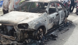 Nam thanh niên nghi 'ngáo đá' châm lửa đốt xe ô tô vì chạy chậm