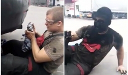 Hài hước cảnh nam thanh niên đọ mặt với ống xả ô tô