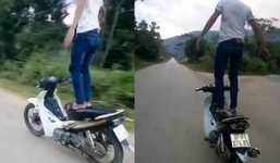 'Quái xế' đứng trên xe máy chạy vù vù bị phạt hơn 7 triệu đồng