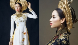 Phạm Hương diện trang phục truyền thống mạ vàng tại HHVN