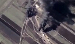 Nga dội bom, đoàn xe chở dầu IS chìm trong biển lửa