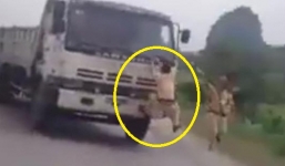 Xác minh clip xe tải đâm thẳng CSGT Quảng Ninh