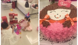 Thủy Tiên tổ chức tiệc sinh nhật toàn màu hồng cho con gái