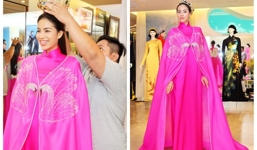 Phạm Hương bất ngờ mặc áo dài có thiết kế độc lạ