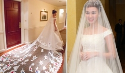 5 cô dâu trong showbiz Việt đẹp lộng lẫy với voan cưới dài