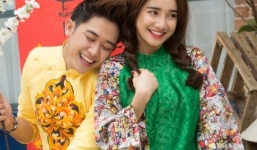 Vắng Trường Giang, Nhã Phương bên trai lạ diện áo dài đón Tết