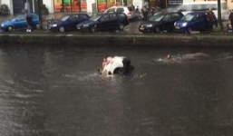 Video: 2 mẹ con kẹt trong ô tô lao xuống kênh