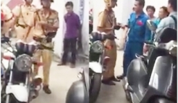Cặp đôi vi phạm 'đứng hình' sau khi cố cãi lý với cảnh sát giao thông