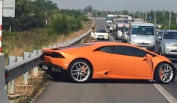 Siêu xe Lamborghini gặp tai nạn trên cao tốc Long Thành- Dầu Giây