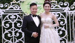 Á hậu Trà My rạng rỡ, lộ vòng hai bất thường trong đám cưới