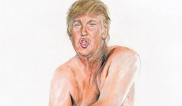 Tranh khỏa thân Donald Trump phải tới tận Anh để ra mắt